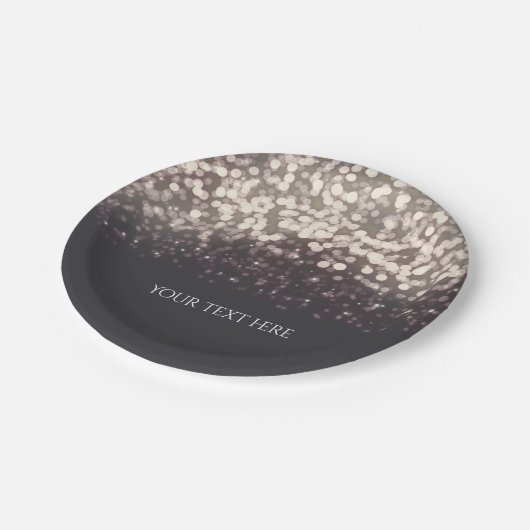 Assiettes En Carton Lumières scintillantes Romantique Gris Mariage mod (Angle)