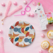 Assiettes En Carton Lumineuse géométrique rétro Abstrait Moyen-siècle (Fête)