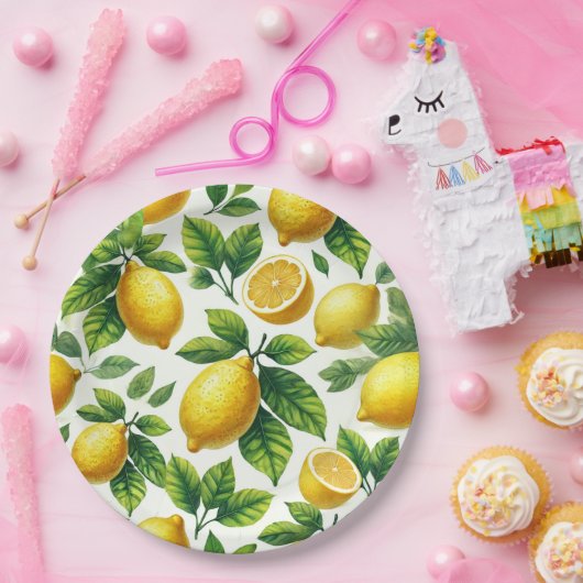 Assiettes En Carton Lumineux et joyeux citrons modernes zesty (Fête)