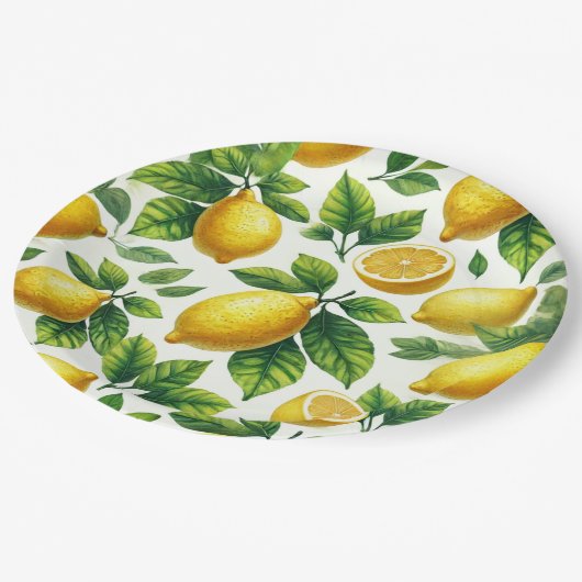 Assiettes En Carton Lumineux et joyeux citrons modernes zesty (Angle)
