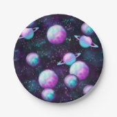 Assiettes En Carton Luminosité du système solaire | Planète rose viole (Devant)