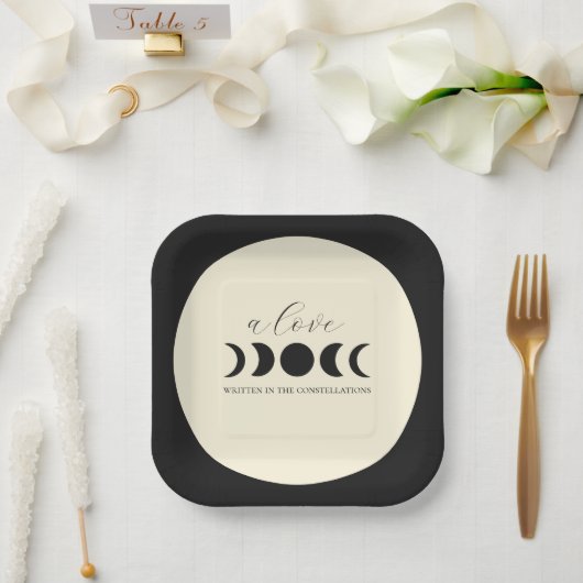 Assiettes En Carton Lunar Luxe Black & Cream Moon Mariage (Mariage)