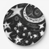 Assiettes En Carton Lune Abstraite Et Étoiles (Devant)