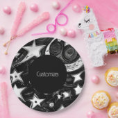 Assiettes En Carton Lune Abstraite Personnalisée Et Étoiles (Fête)