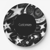 Assiettes En Carton Lune Abstraite Personnalisée Et Étoiles (Devant)