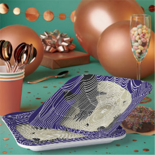 Assiettes En Carton Lune d'Halloween Corbeaux et Toiles d'Araignées