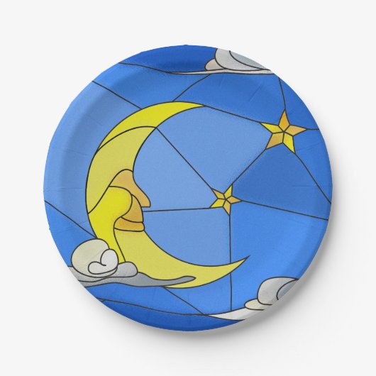 Assiettes En Carton Lune en verre tendu, étoiles et plaques en papier  (Devant)