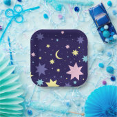 Assiettes En Carton Lune et étoiles. (Fête)