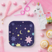 Assiettes En Carton Lune et étoiles. (Fête)