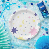 Assiettes En Carton Lune et étoiles. (Fête)