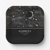 Assiettes En Carton Lune et Étoiles Ciel étoilé nocturne  (Recto)