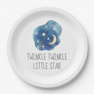 Assiettes En Carton Lune et étoiles Twinkle Twinkle Little Star