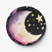 Assiettes En Carton Lune & Étoiles Rêves : Bébé Fille Douche Céleste (Devant)