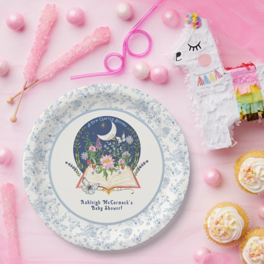 Assiettes En Carton Lune Nouveau Chapitre Commence Livre Papillon Bleu (Fête)