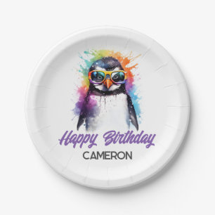 Assiettes En Carton Lunettes de soleil Pingouin de fête, anniversaire 