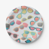 Assiettes En Carton Lunettes de soleil rétro éparpillées Anniversaire  (Devant)