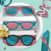 Assiettes En Carton Lunettes de soleil roses Trio Anniversaire d'été