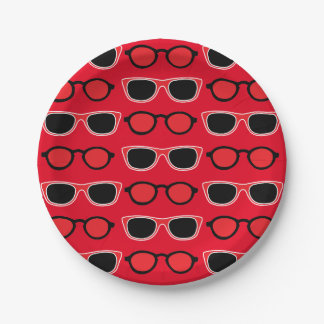Assiettes En Carton Lunettes de soleil rouges noires Anniversaire d'ét