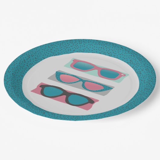 Assiettes En Carton Lunettes de soleil Trio rose (Angle)