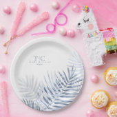 Assiettes En Carton Lush Palm Leaf Mariage Blue/Wht ID956 (Fête)