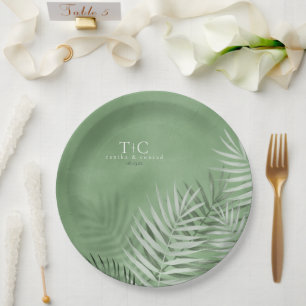 Assiettes En Carton Lush Palm Leaf Mariage Moss Green V2 ID956