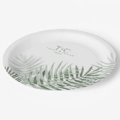 Assiettes En Carton Lush Palm Leaf Mariage Moss Green/Wht ID956 (Angle)