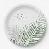 Assiettes En Carton Lush Palm Leaf Mariage Moss Green/Wht ID956 (Devant)
