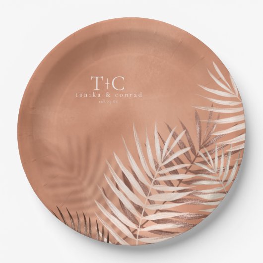 Assiettes En Carton Lush Palm Leaf Mariage Terra Cotta V2 ID956 (Devant)