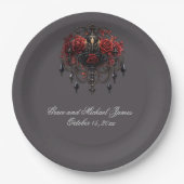 Assiettes En Carton Lustre gothique noir complexe avec Rose (Devant)