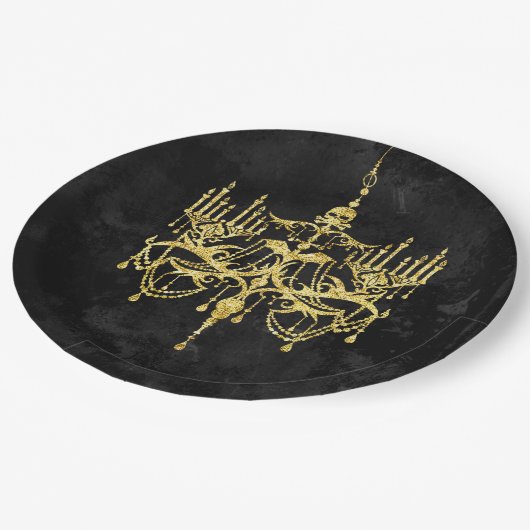 Assiettes En Carton Lustre Halloween Gold Faux-Parties scintillant (Angle)