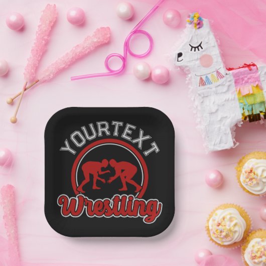 Assiettes En Carton Lutter AJOUTER LE NOM Grappe Champion d'équipe (Fête)