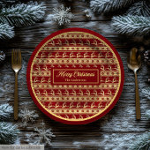 Assiettes En Carton Lux Christmas Plates Custom Red Gold Reindeer