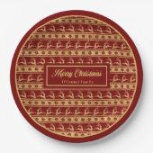Assiettes En Carton Lux Christmas Plates Custom Red Gold Reindeer (Devant)