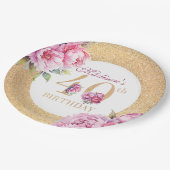 Assiettes En Carton Luxe Custom 40e anniversaire Peonies Parties scint (Angle)