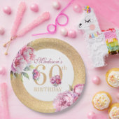 Assiettes En Carton Luxe Custom 60e anniversaire Peonies Parties scint (Fête)