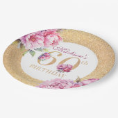 Assiettes En Carton Luxe Custom 60e anniversaire Peonies Parties scint (Angle)