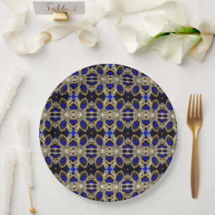 Assiettes En Carton Luxe Design tendance Or Turquoise Cobalt Blue