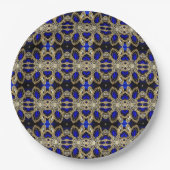 Assiettes En Carton Luxe Design tendance Or Turquoise Cobalt Blue (Devant)