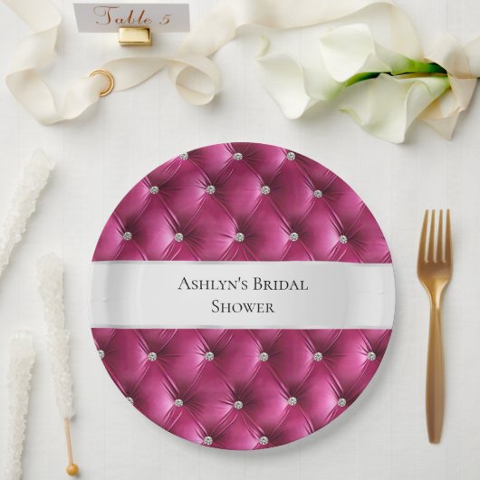 Assiettes En Carton Luxe Glam Rose Faux Velvet (Mariage)