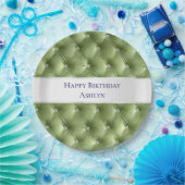 Assiettes En Carton Luxe Glam Sage Green Faux Velvet (Fête)