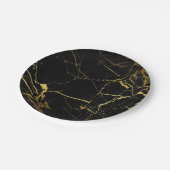 Assiettes En Carton Luxe Marbre noir et or Texture (Angle)