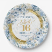 Assiettes En Carton Luxe Sweet 16 Plaques de table de Parties scintill (Devant)