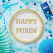 Assiettes En Carton Luxueuse Parties scintillant Gold Happy Purim (Fête)