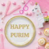 Assiettes En Carton Luxueuse Parties scintillant Gold Happy Purim (Fête)