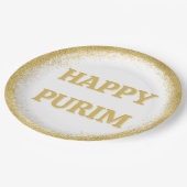 Assiettes En Carton Luxueuse Parties scintillant Gold Happy Purim (Angle)