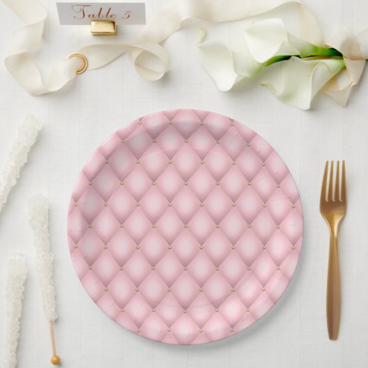 Assiettes En Carton Luxueux Motif en diamant verni rose (Mariage)