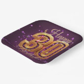 Assiettes En Carton Luxueux violet et pierre à gemmes d'or 30e anniver (Angulaire)