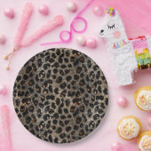 Assiettes En Carton Luxury Glitter Brown Black Gold Leopard Pattern (Fête)
