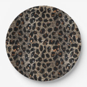 Assiettes En Carton Luxury Glitter Brown Black Gold Leopard Pattern (Devant)