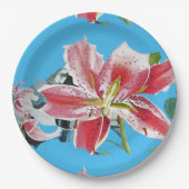 Assiettes En Carton Lys bleu Lily Floral fleurs Plaque papier (Devant)